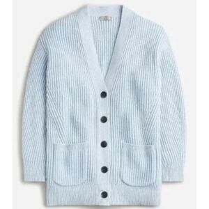 J. Crew Ribbed Chunky Knit V-Neck Cardigan Sweater Cotton Blend Oversized